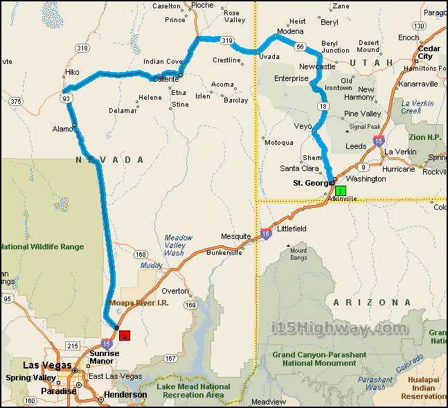 i-15 Nevada Detour Map and Info